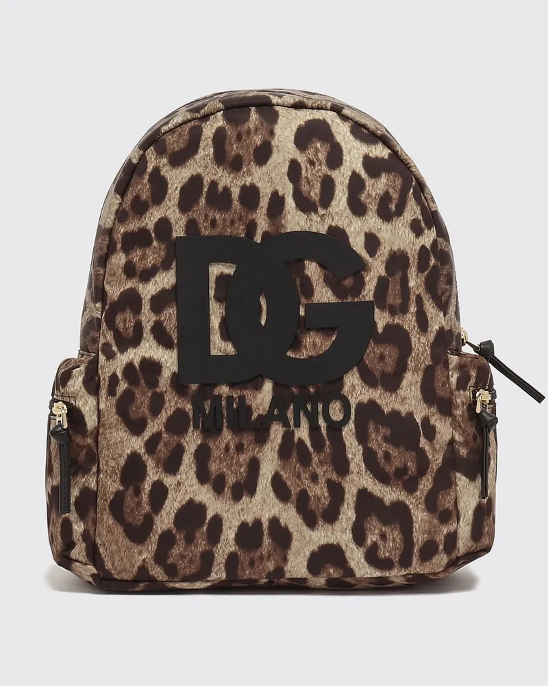 Dolce & Gabbana DOLCE  GABBANA Nylon Rucksack mit Animal-Print Dolce & Gabbana Braun