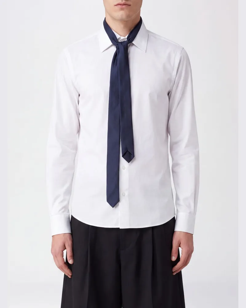 Sacai Klassisches Slim-Fit-Hemd aus Baumwollmischung mit französischem Kragen Weiß