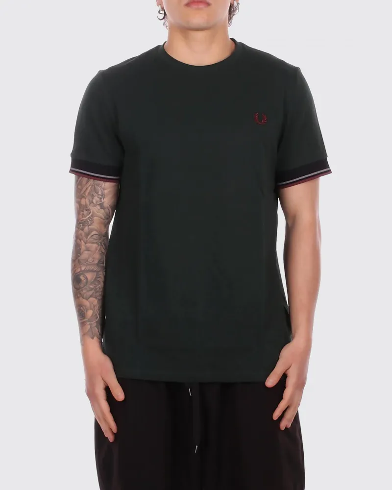 Fred Perry Baumwoll-T-Shirt mit Logo Grün