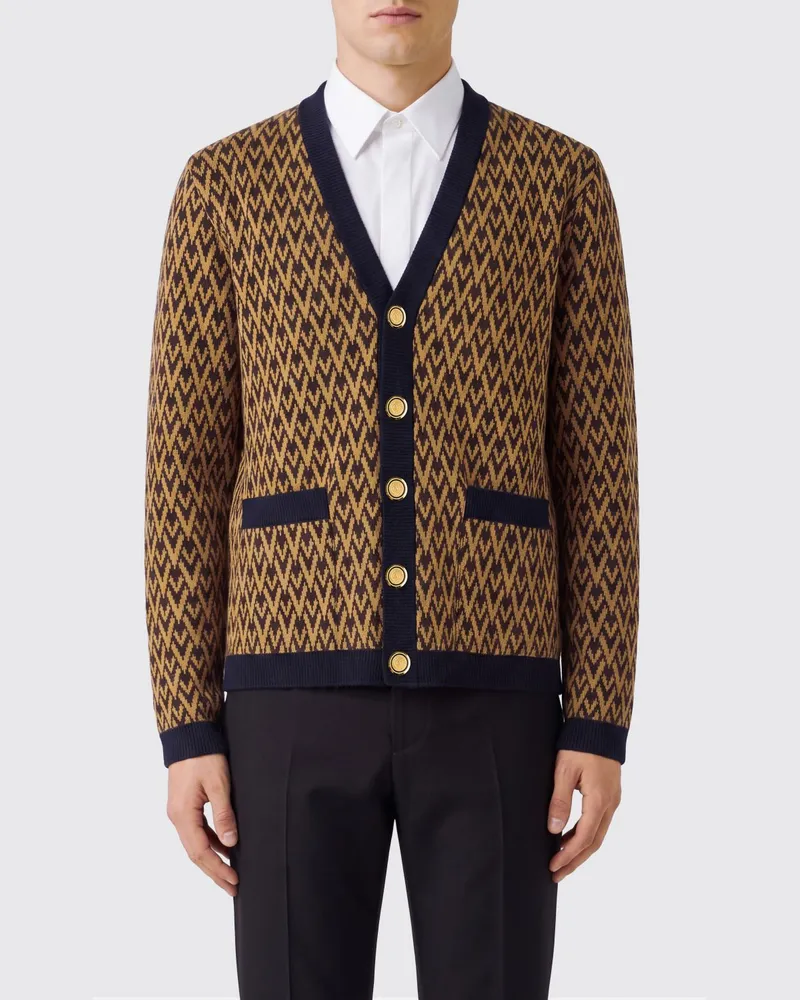 Valentino Garavani Kaschmir-Cardigan mit VLogo-Jacquard Camel