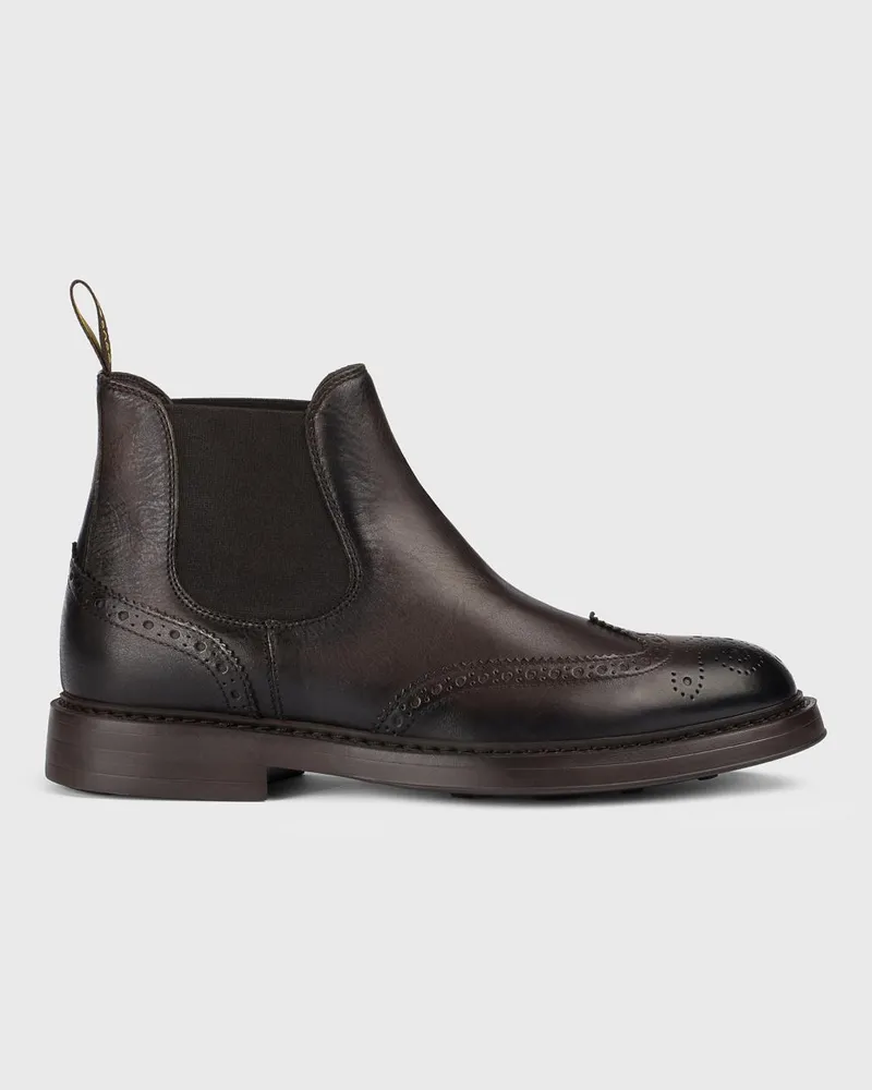 Doucal´s Beatles-Stiefeletten aus Leder mit Brogue-Muster Dark