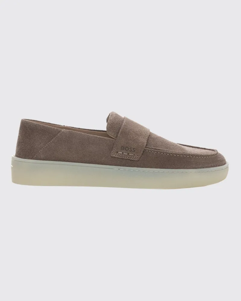 HUGO BOSS Wildleder-Loafer mit Penny-Steg und Gummisohle Beige