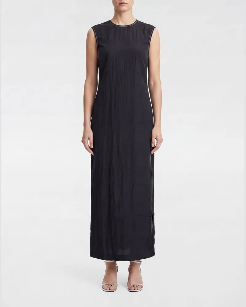 Filippa K Ärmelloses Midikleid aus Acetat mit Cut-Out-Detail Schwarz