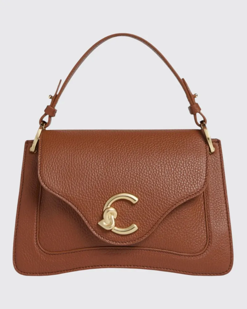 Coccinelle C-Me Mini Tasche aus genarbtem Leder Burnt