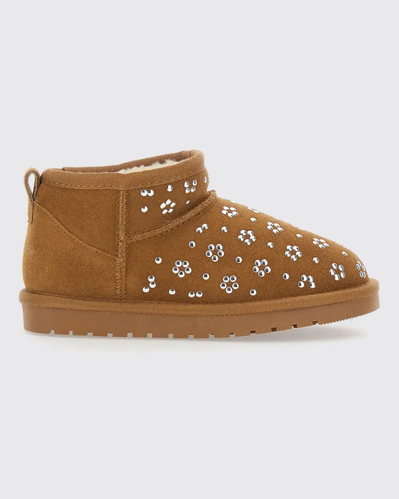 Monnalisa Wildleder-Slip-On für Kinder mit Kristallen Beige