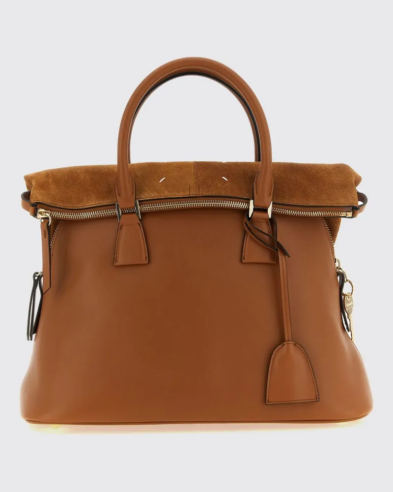 Maison Margiela Mittelgroße 5AC Handtasche aus Kalbs- und Wildleder Braun