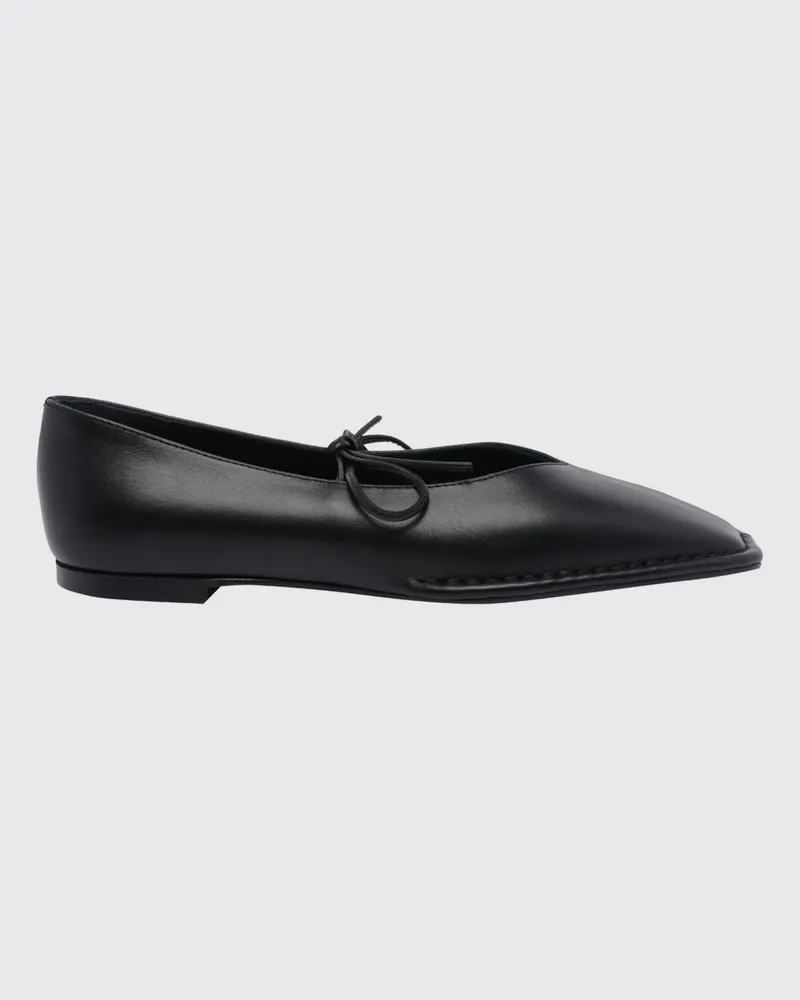 Alohas Sway Ballerinas aus Glattleder mit Bändern und eckiger Spitze Schwarz