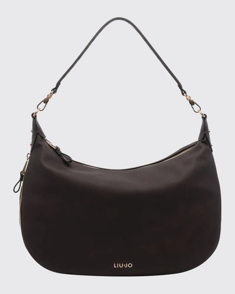 Liu Jo Hobo-Tasche aus genarbtem Kunstleder mit Monogramm-Logo und abnehmbarem Henkel Braun