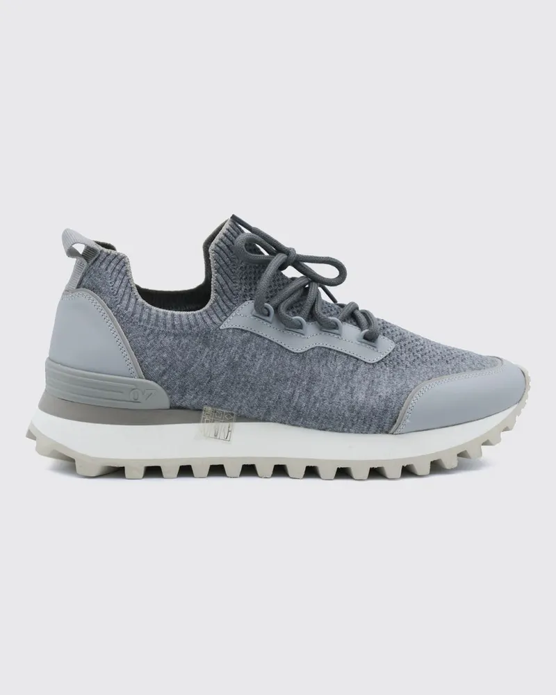 Eleventy Low-Top-Sneaker aus Wollmischung mit gezackter Sohle Grau