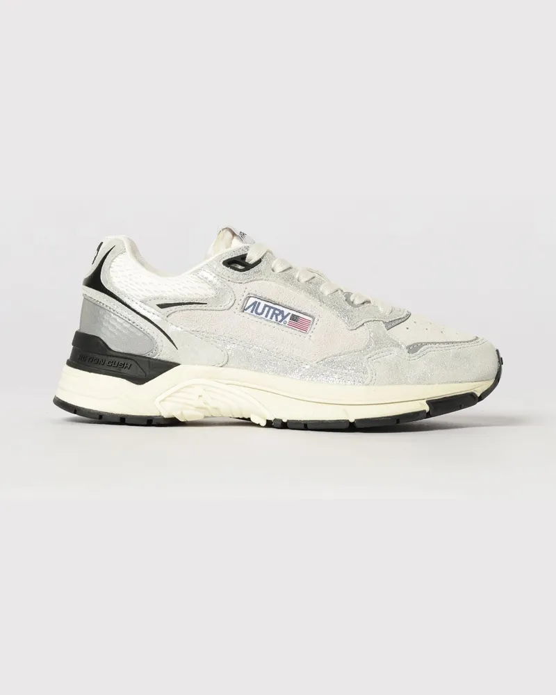 AUTRY Zweifarbige Hyperway Sneaker aus Leder und Mesh mit Cut-Out-Logo Weiß