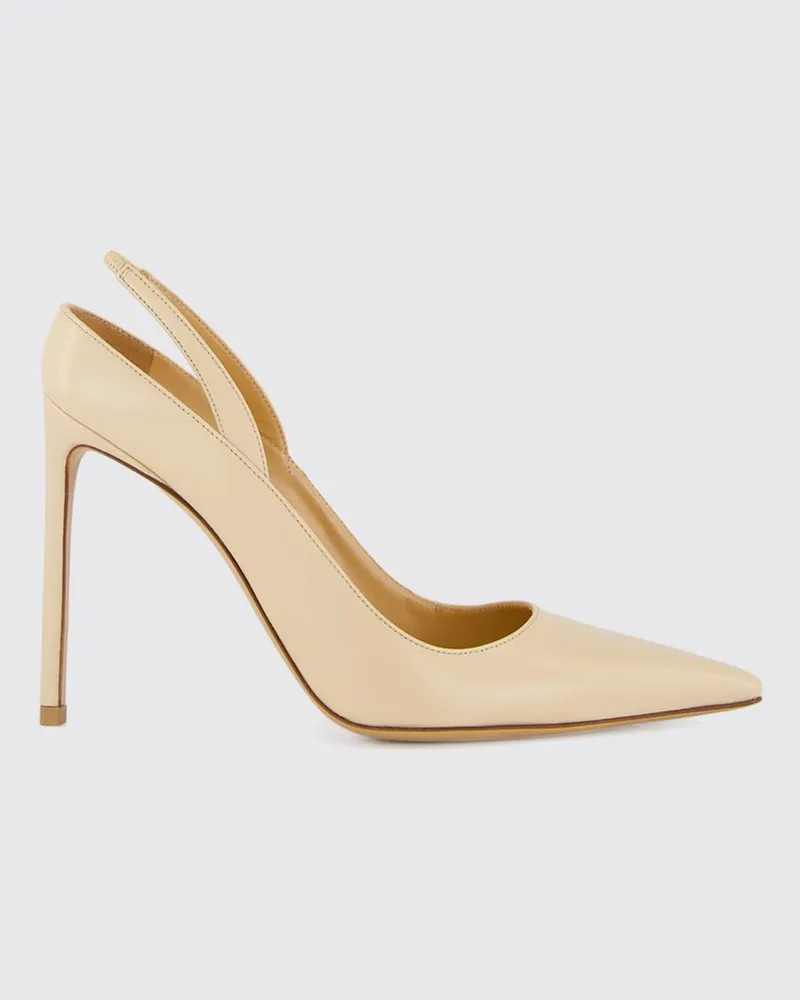 Francesco Russo Slingback-Pumps aus Leder mit hohem Stiletto-Absatz Beige