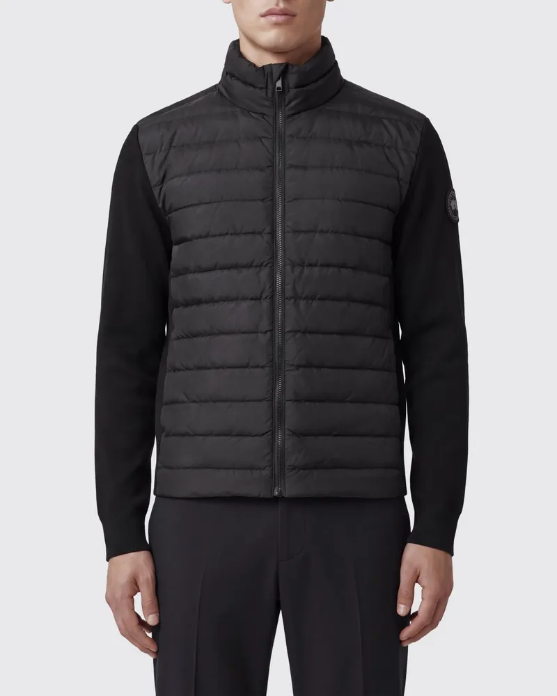 Canada Goose Kurze Daunenjacke aus recyceltem Nylon mit hohem Kragen und aufgesetztem Logo Schwarz