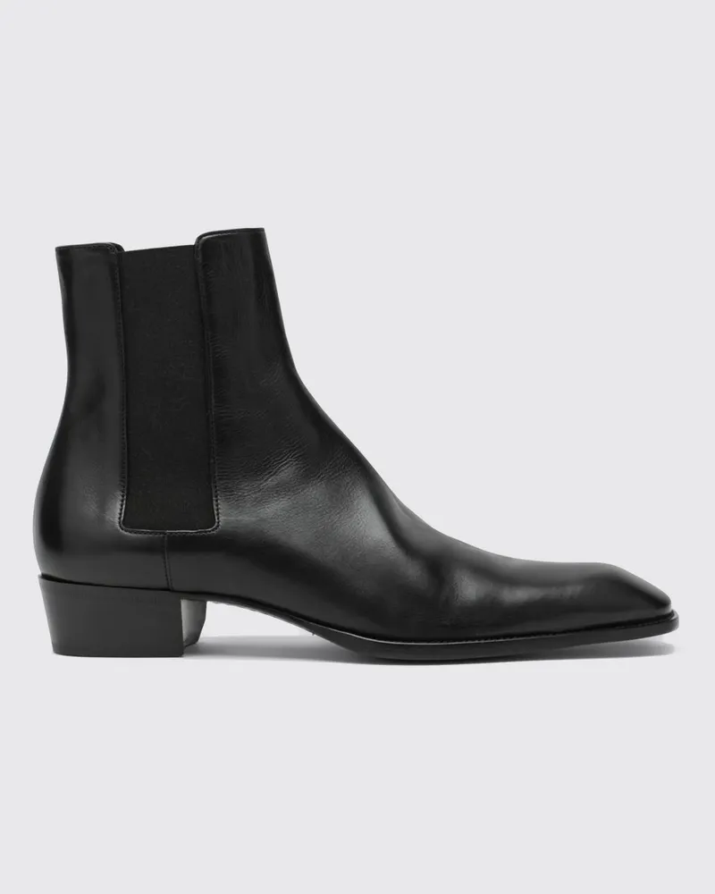 Saint Laurent Stanton Lederstiefelette Schwarz
