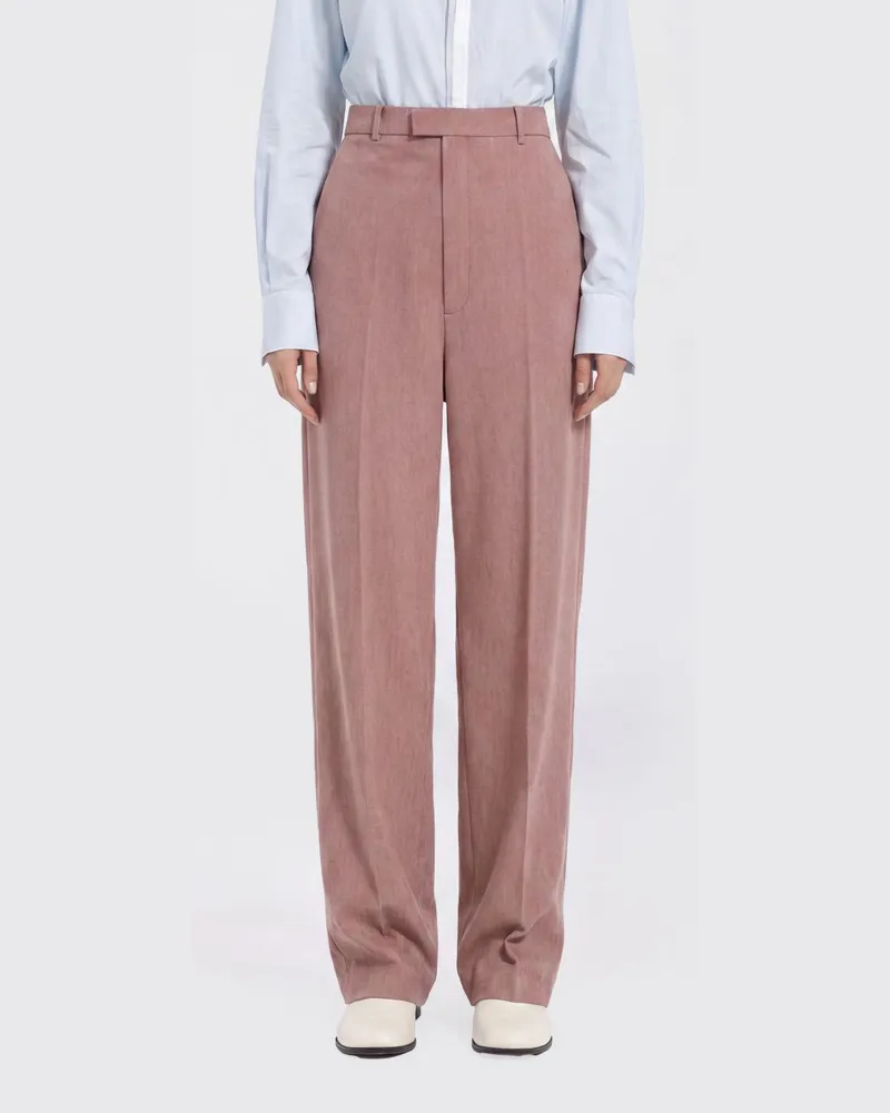 Bottega Veneta Maßgeschneiderte Straight-Leg-Hose aus Wolle mit hoher Taille Pink
