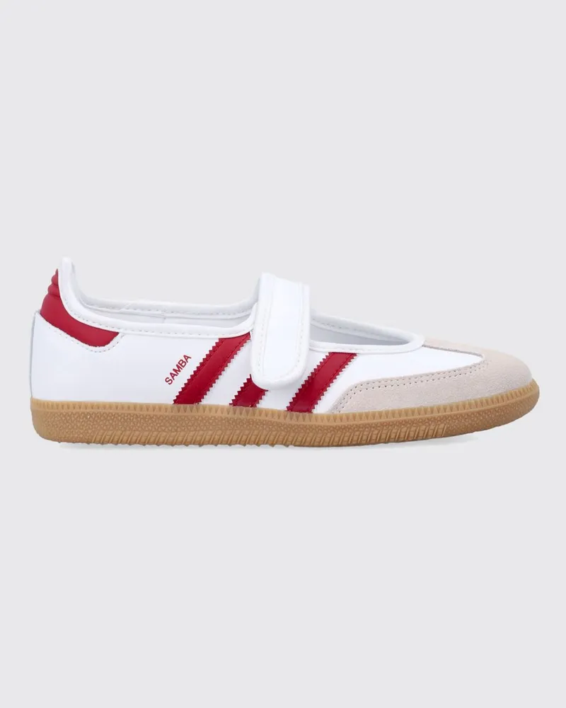 adidas Samba Jane Leder-Sneaker für Mädchen im Mary-Jane-Stil mit Klettverschluss Weiß