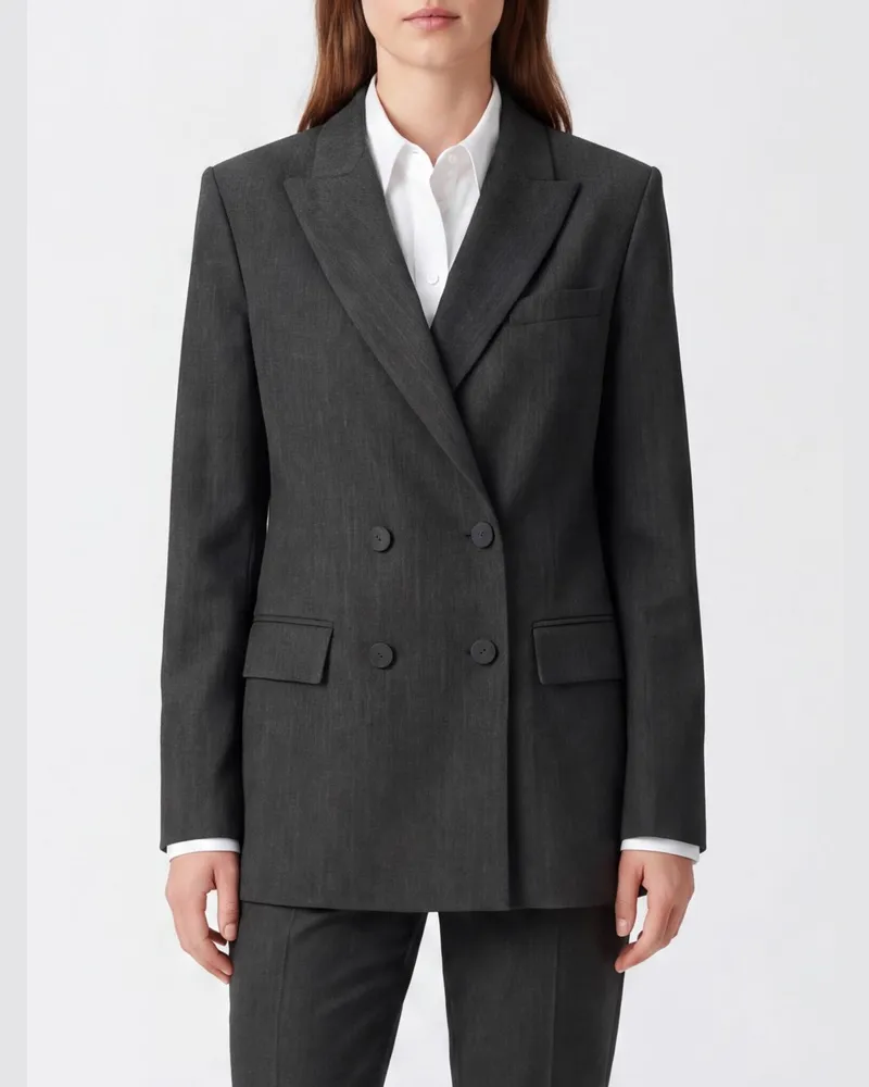 Federica Tosi Zweireihiger Festblazer aus Wollmischung mit steigendem Revers Grau
