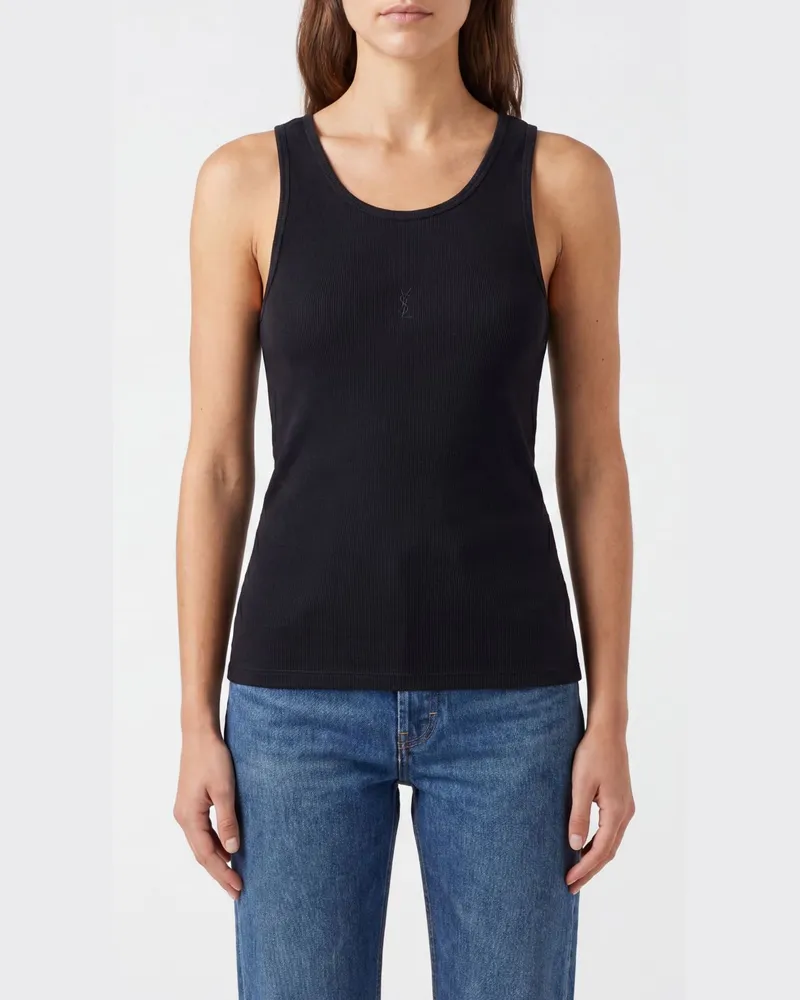 Saint Laurent Basic-Tanktop aus Baumwolle Blau