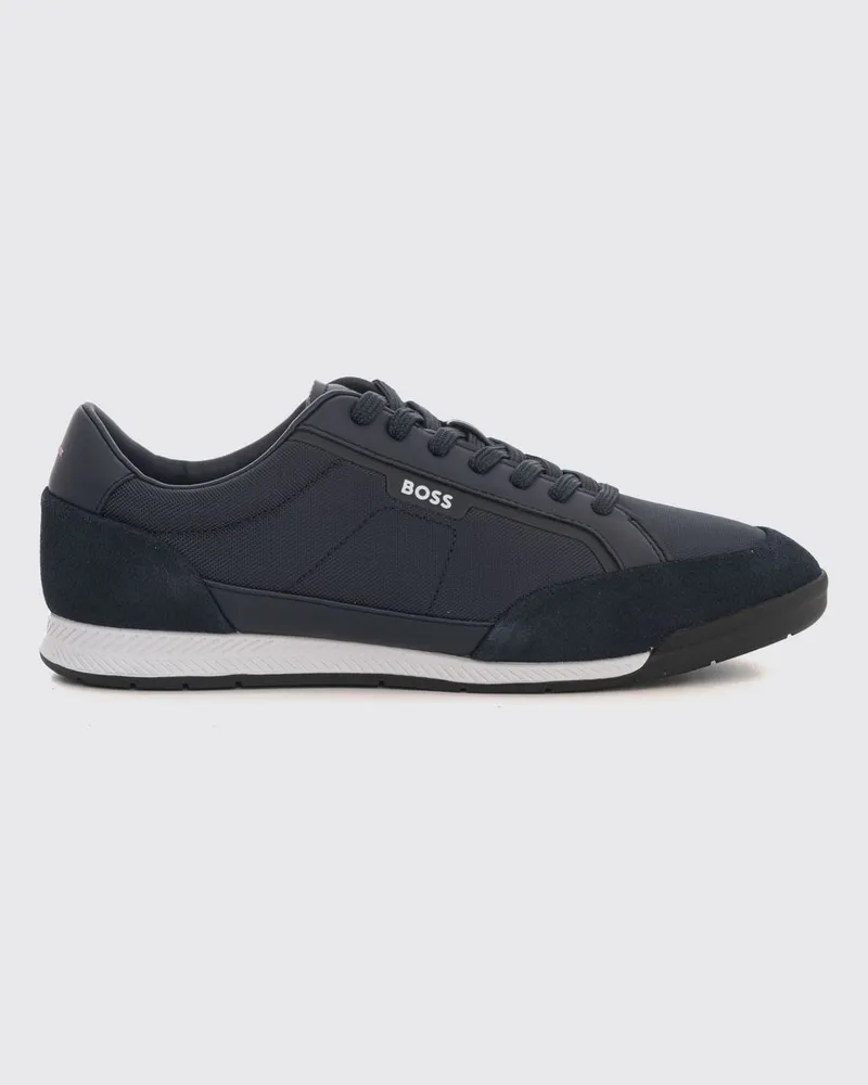 HUGO BOSS Nitan Sneaker aus technischem Mesh mit aufgedrucktem Logo und Gummisohle Blau