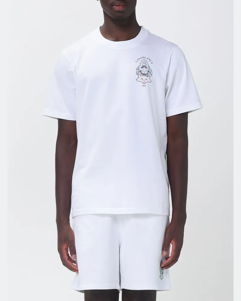 Casablanca Paris Rundhals-T-Shirt aus Bio-Baumwolle mit Logo-Print Weiss