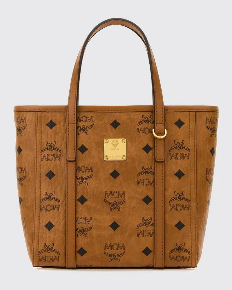 MCM Toni Mini-Crossbody-Tasche aus beschichteter Baumwolle mit Logo-Print Braun