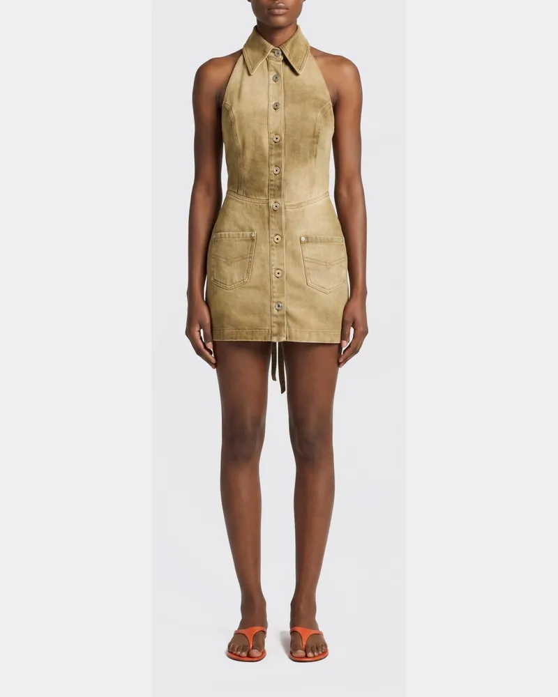 Blumarine Mini-Kleid aus Baumwolldenim Beige