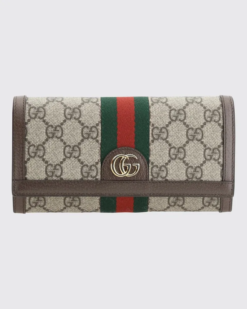 Gucci Ophidia Wallet-Tasche aus GG Supreme Stoff und Leder Grau