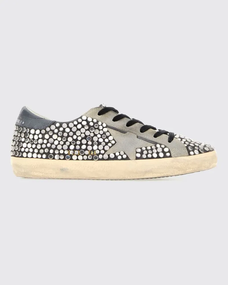 Golden Goose Super-Star Leder-Sneaker mit Nieten und Used-Effekt Schwarz