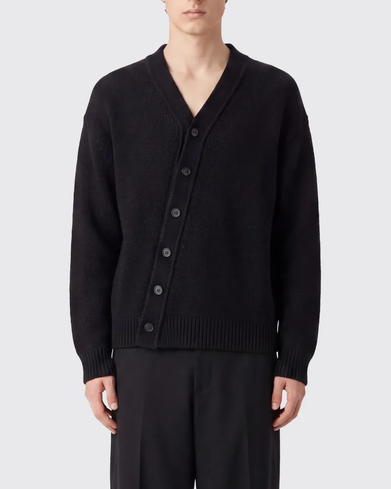 Jil Sander Asymmetrischer Cardigan von aus Wolle und Kaschmir mit versetztem Verschluss Schwarz