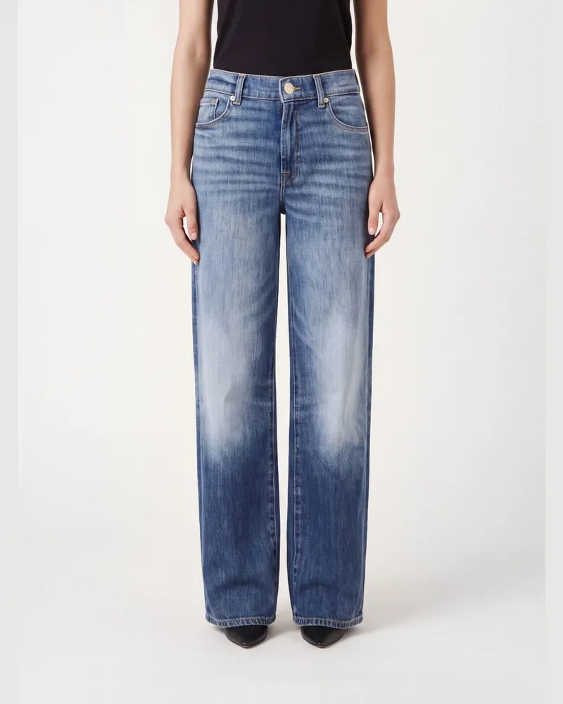 7 for all mankind Hochgeschnittene Stovepipe-Jeans von aus Stretch-Denim Denim