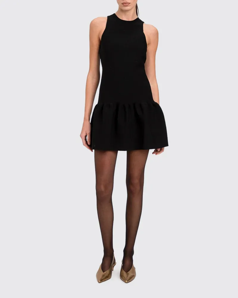 Twin-Set Neckholder-Jersey-Minikleid für festliche Anlässe Schwarz