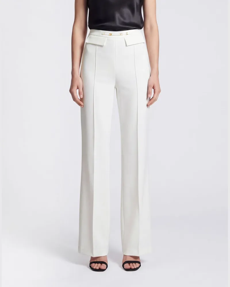 Elisabetta Franchi Hoch taillierte Skinny-Hose aus Stretch-Crêpe Weiß