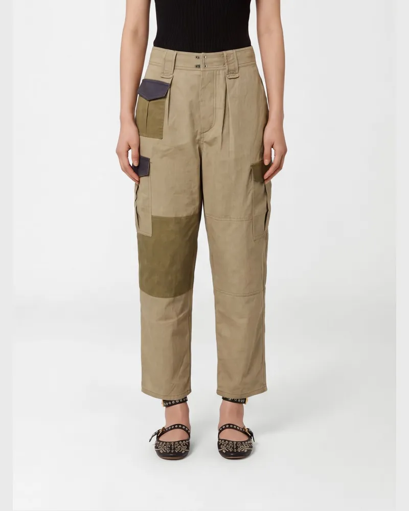 Étoile Isabel Marant Cargohose aus Baumwolle mit geradem Bein und abstraktem Druck Kaki