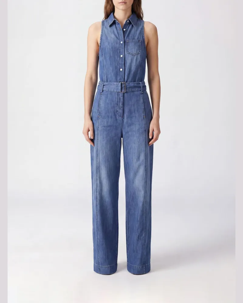 Pinko Overall aus Baumwolle und Leinen Blau