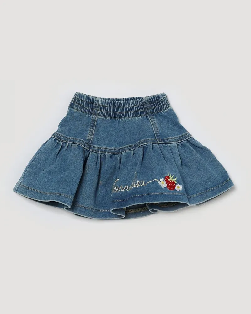 Monnalisa Baumwolldenimrock mit gesticktem Logo Denim
