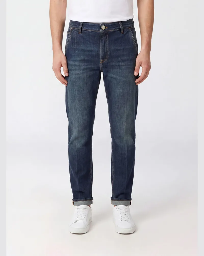 PT TORINO Mittelhohe Straight-Jeans von aus Stretch-Baumwoll-Denim Blau