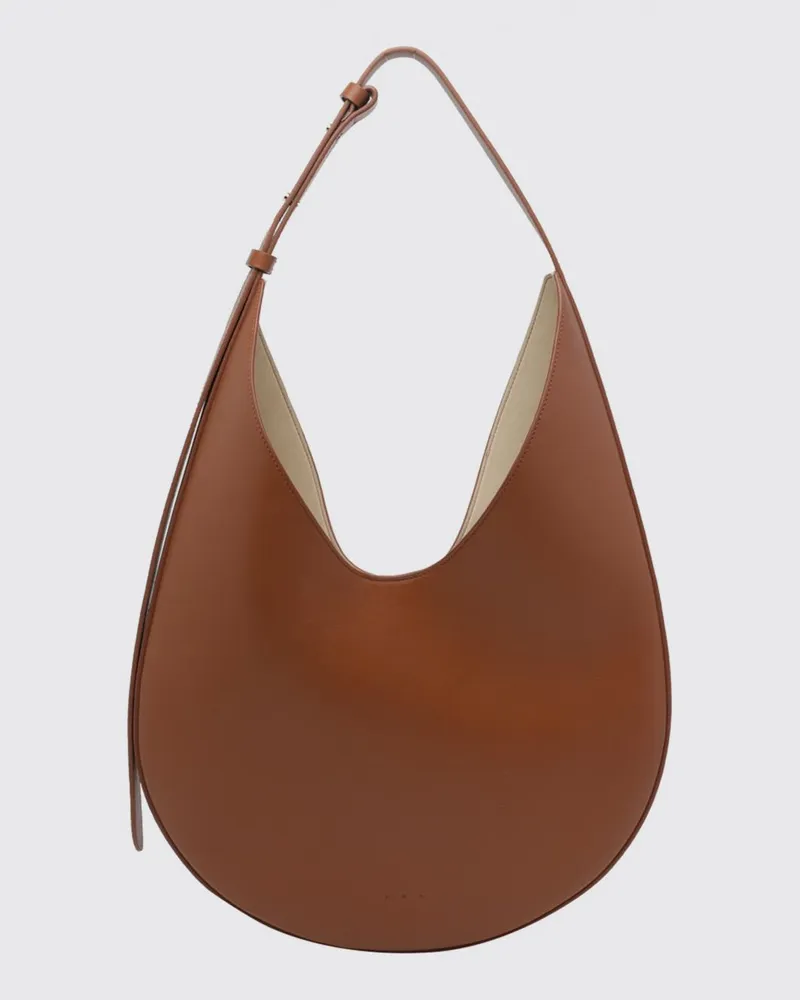 Aesther Ekme Hobo-Tasche aus glattem Kalbsleder mit verstellbarem Henkel Braun