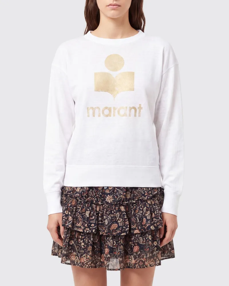 Étoile Isabel Marant Baumwoll-Sweatshirt mit Rundhalsausschnitt und kontrastierendem Logo-Print Weiß
