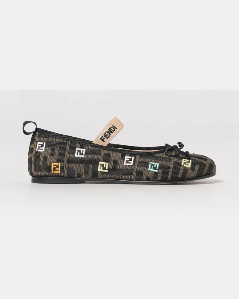 Fendi Ballerinas aus Canvas mit FF-Jacquard-Monogramm Tabak