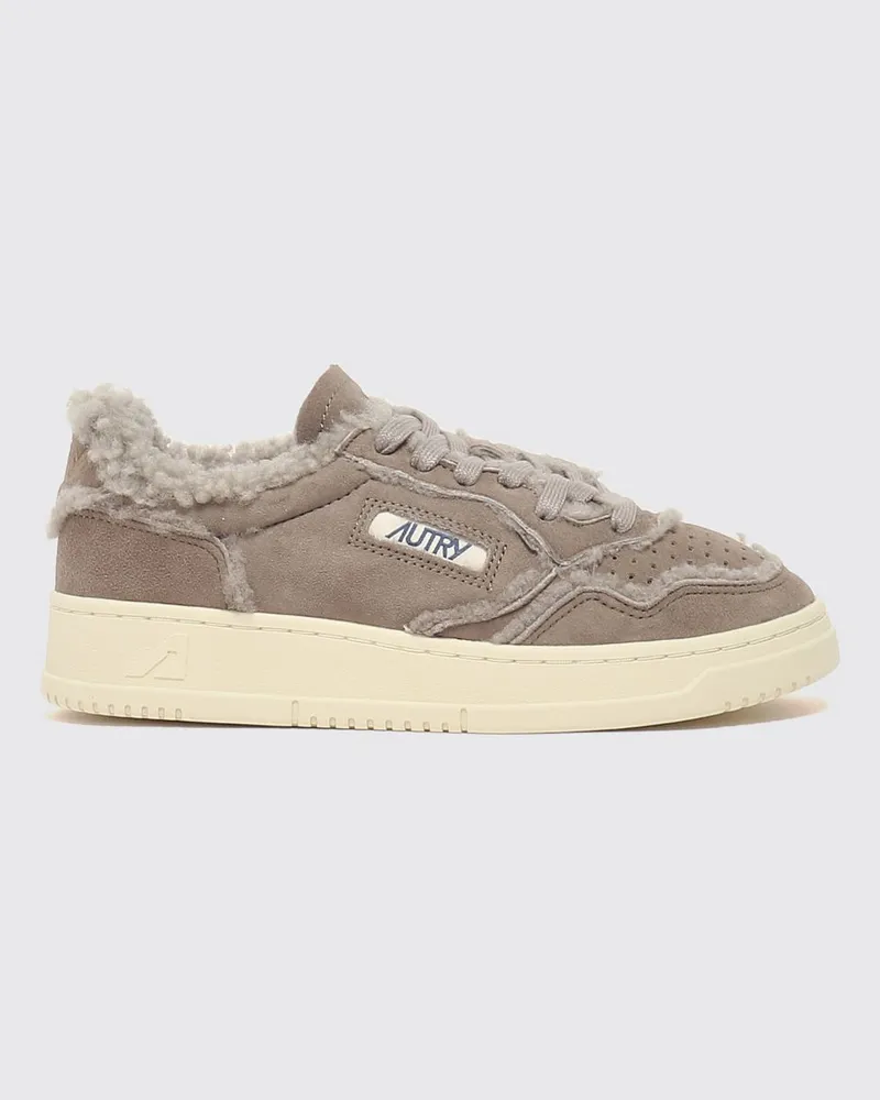AUTRY Medalist Low Sneakers aus zweifarbigem Wildleder mit Wollfutter Taubengrau