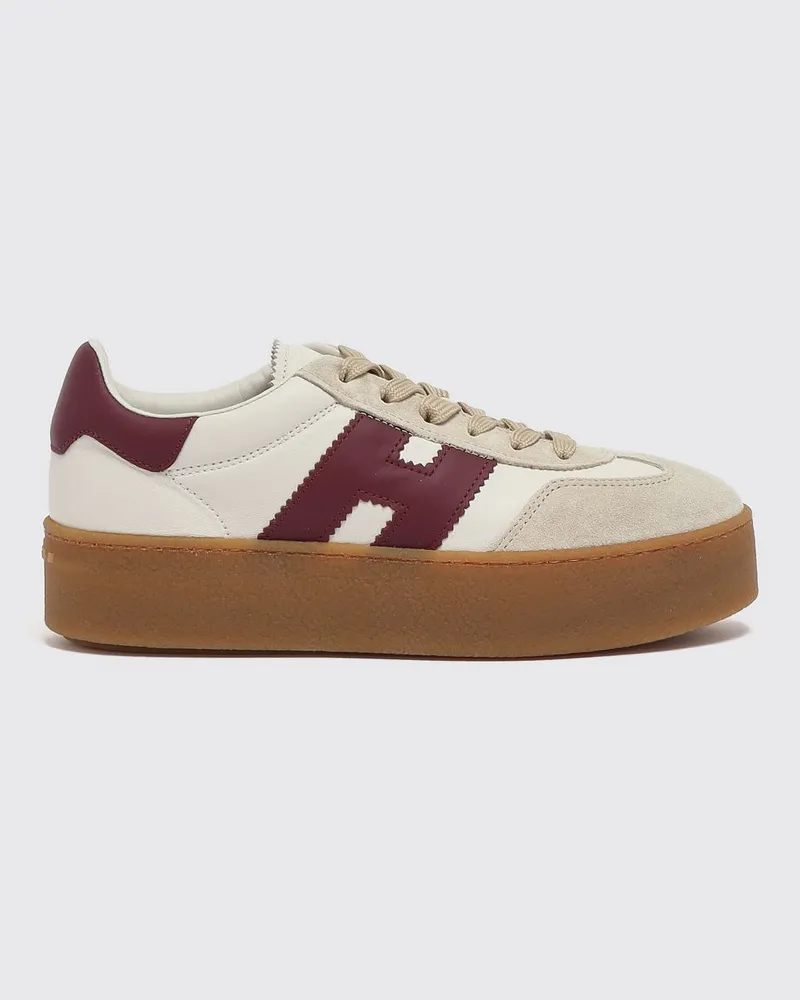 Hogan Cool Plateau-Sneaker aus Leder und Wildleder mit H-Logo Weiß