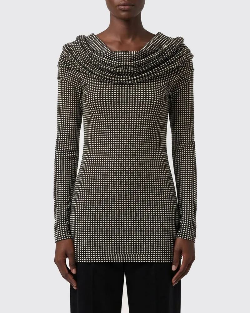 Junya Watanabe Jersey-Top mit Tupfen Schwarz