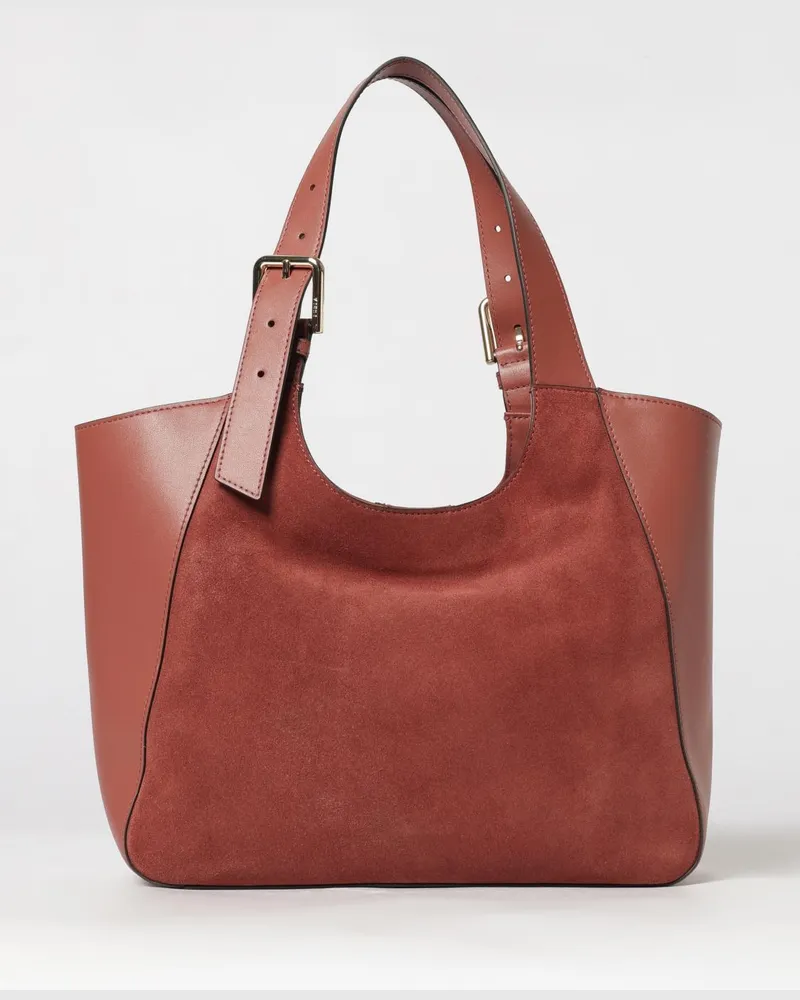 Furla Mittlere Dora Tote-Bag aus Leder und Wildleder mit verstellbarem Henkel Weinrot