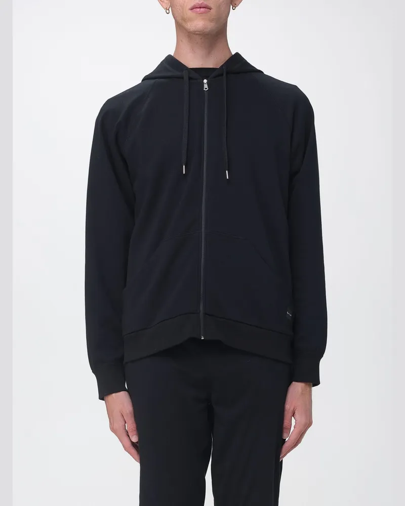 Paul Smith Baumwoll-Kapuzenjacke mit Reißverschluss mit Kordelzug Schwarz