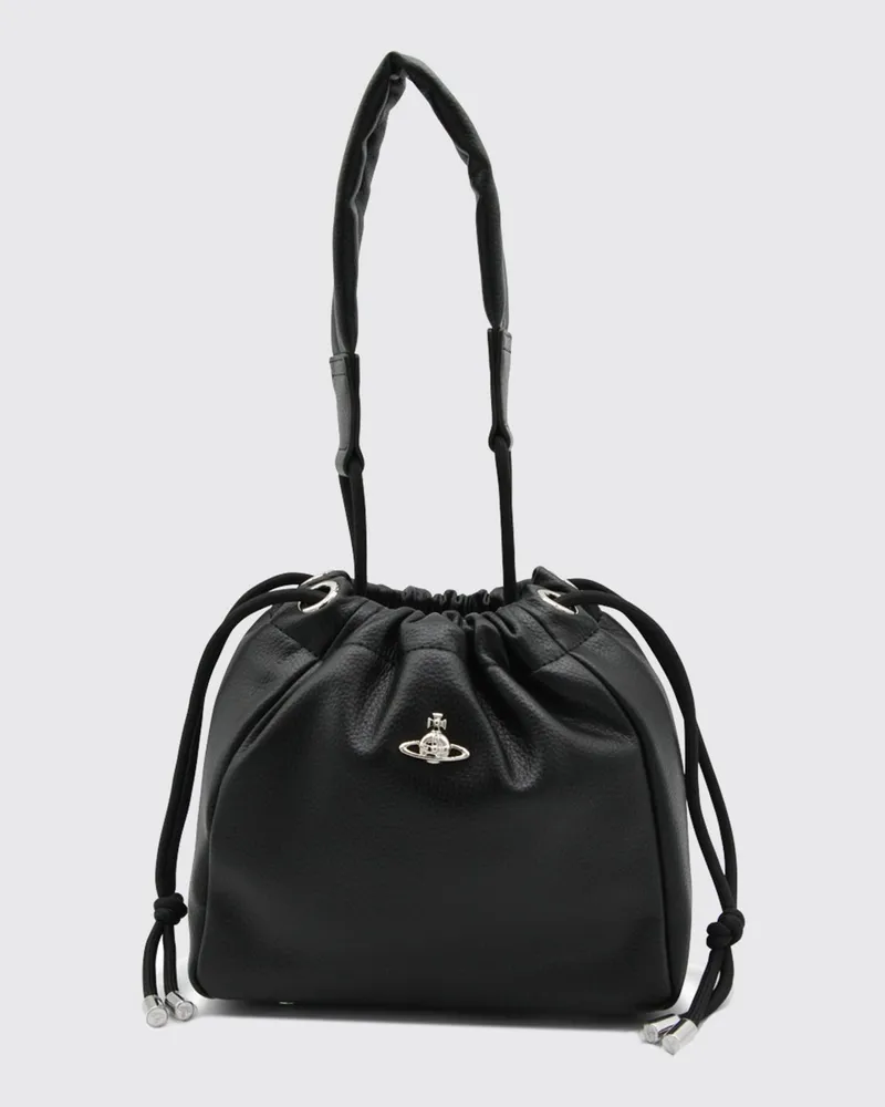 Vivienne Westwood Beuteltasche aus genarbtem Kunstleder mit Orb-Logo Schwarz