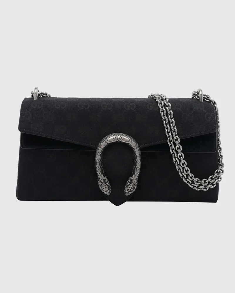 Gucci Dionysus Schultertasche aus Monogramm-Stoff und Leder mit Kettenriemen Schwarz