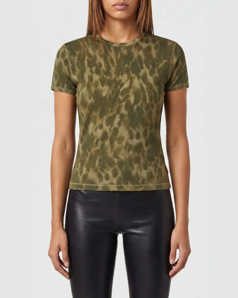 Diesel Slim-Fit-T-Shirt aus Baumwolle mit Animal-Print und Rundhalsausschnitt Grün