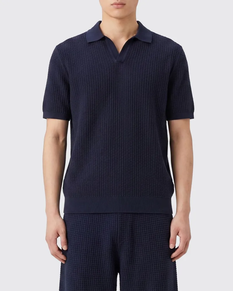 HUGO BOSS Polohemd aus verwobener Baumwolle Blau