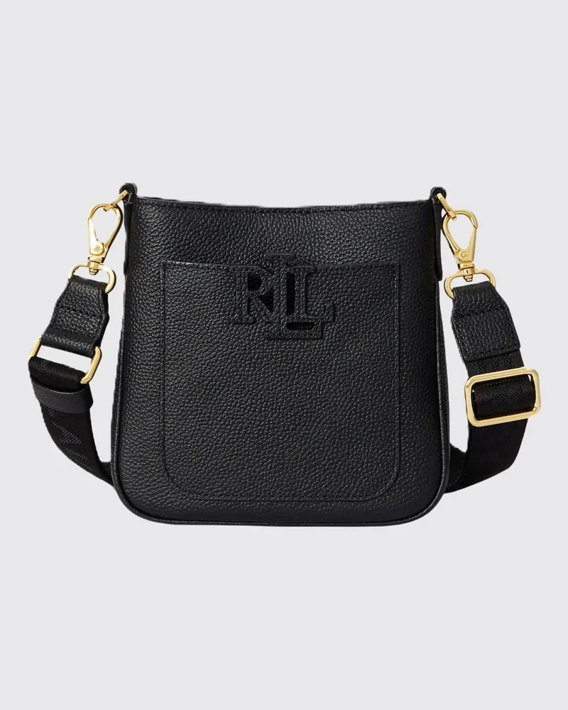 Ralph Lauren Tasche aus genarbtem Leder Schwarz