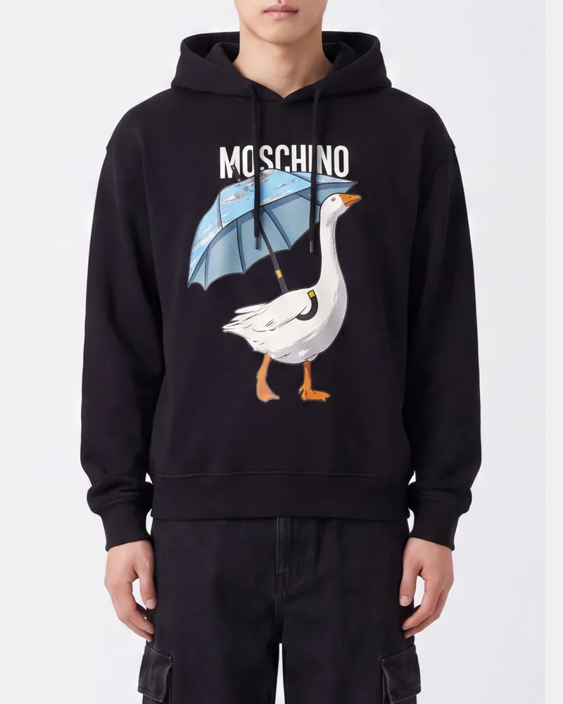 Moschino Baumwoll-Hoodie mit Logo-Print Schwarz