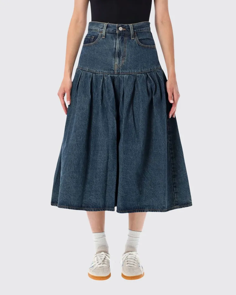 Levi's A-Linien-Midi-Rock aus Denim mit hoher Taille und Bull-Taschen Blau